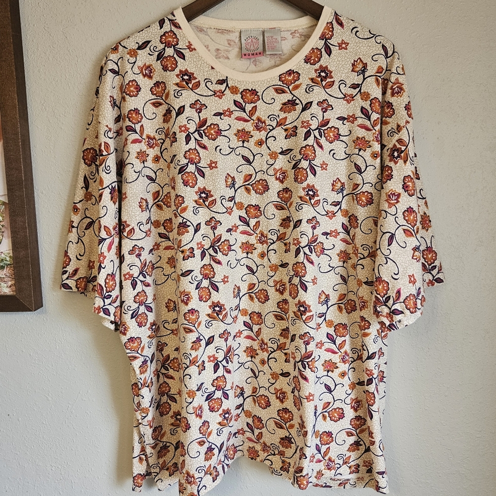American Weekend Floral Plus Size 100% Cotton Tshirt 3x